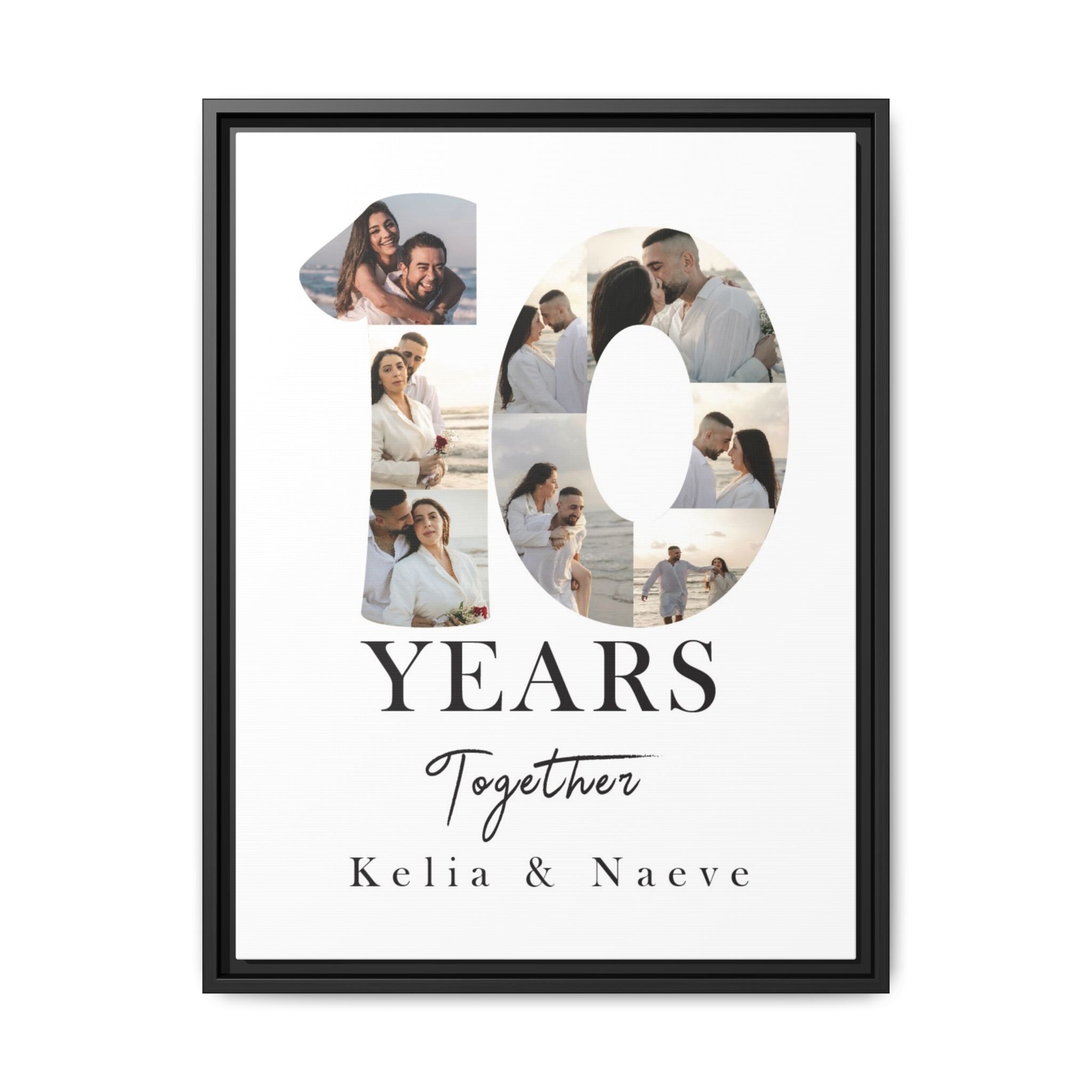 Years Together Framed Canvas Print | Anniversary Timeline Wall Art for Couples | Matte Canvas, Framed (Multi-color)