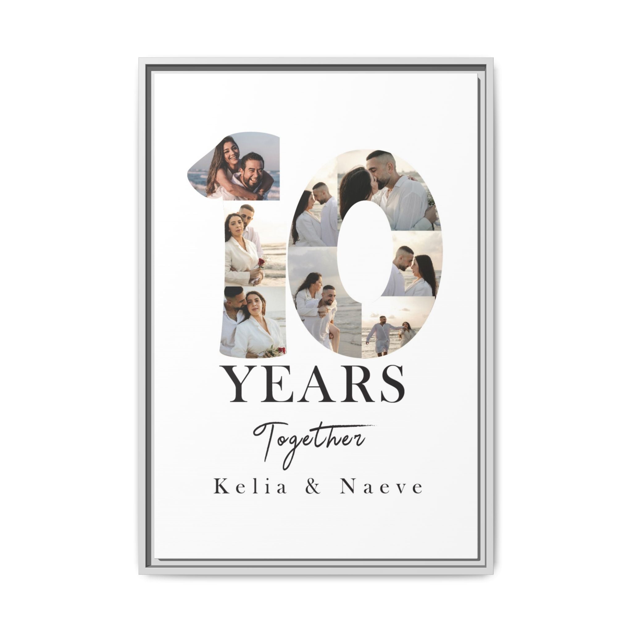 Years Together Framed Canvas Print | Anniversary Timeline Wall Art for Couples | Matte Canvas, Framed (Multi-color)