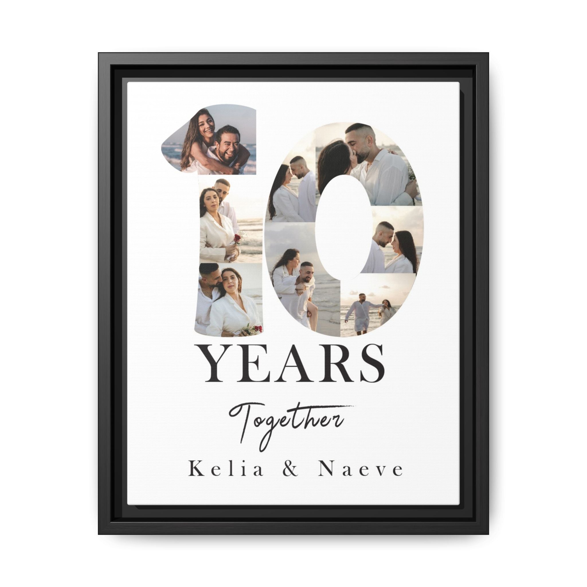Years Together Framed Canvas Print | Anniversary Timeline Wall Art for Couples | Matte Canvas, Framed (Multi-color)