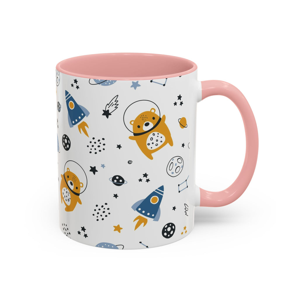 Space Bear Accent Coffee Mug | Cute Astronaut Teddy Cup with Dream Big Quote | 11oz 15oz Ceramic Gift