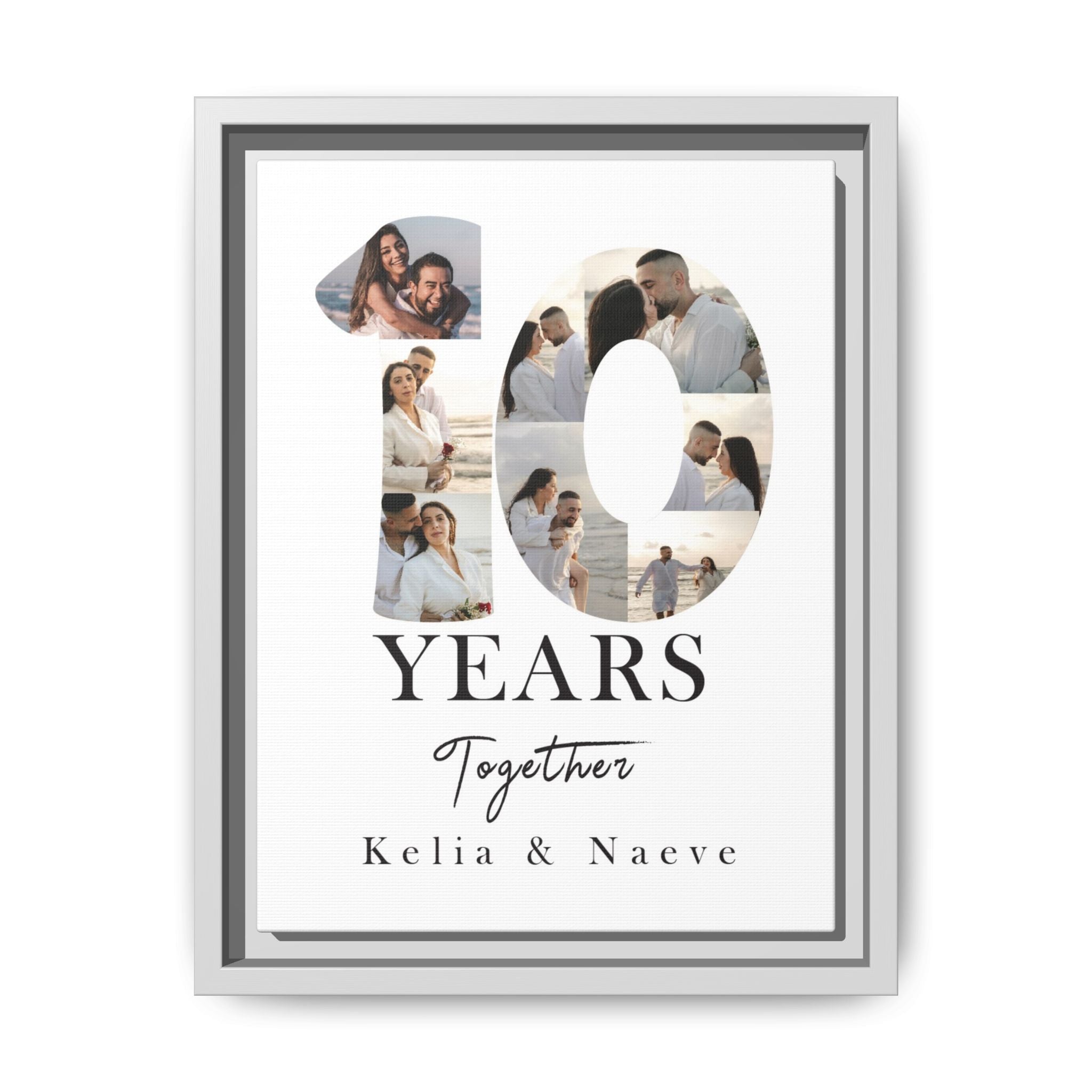 Years Together Framed Canvas Print | Anniversary Timeline Wall Art for Couples | Matte Canvas, Framed (Multi-color)