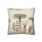 Whimsical Castle Faux Suede Pillow Cover | Neutral Nursery Decorative Throw Pillow for Baby Room & Reading Nook