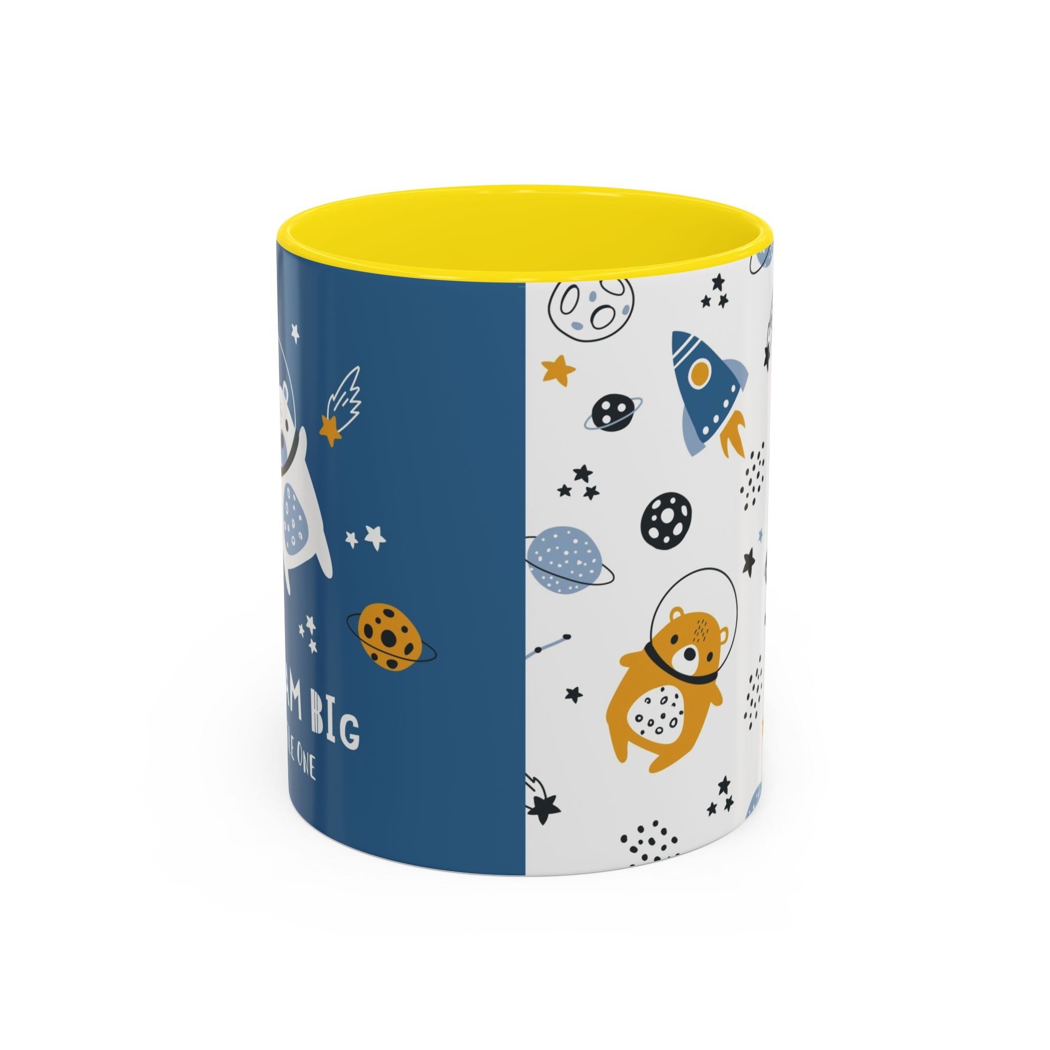 Space Bear Accent Coffee Mug | Cute Astronaut Teddy Cup with Dream Big Quote | 11oz 15oz Ceramic Gift