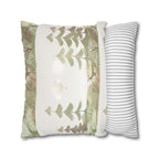 Woodland Deer Square Pillow Cover | Soft Green Forest Decorative Cushion Case for Nursery & Cabin Decor