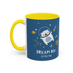 Space Bear Accent Coffee Mug | Cute Astronaut Teddy Cup with Dream Big Quote | 11oz 15oz Ceramic Gift