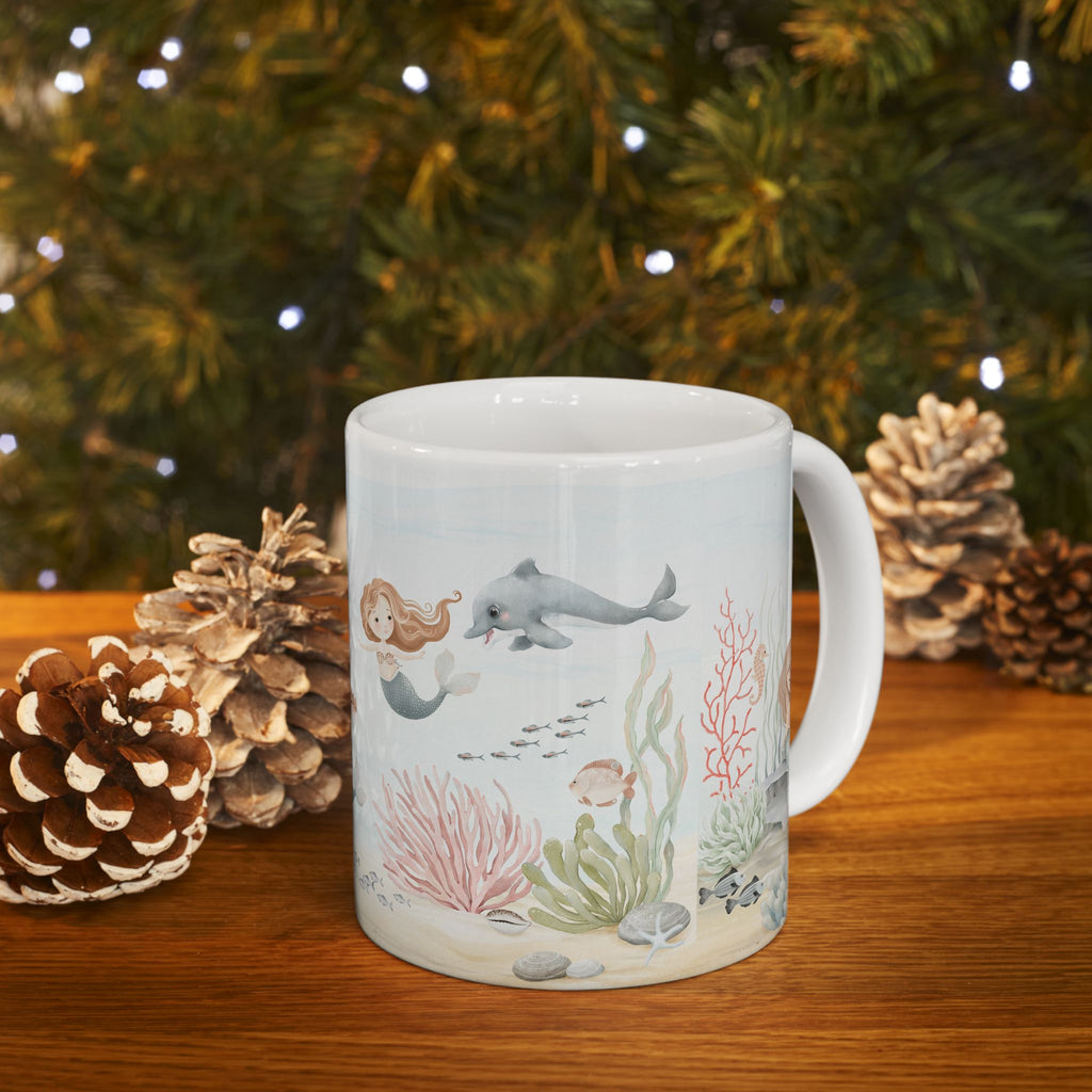 Mermaid Ocean Ceramic Mug | Cute Underwater Tea & Coffee Cup 11oz 15oz