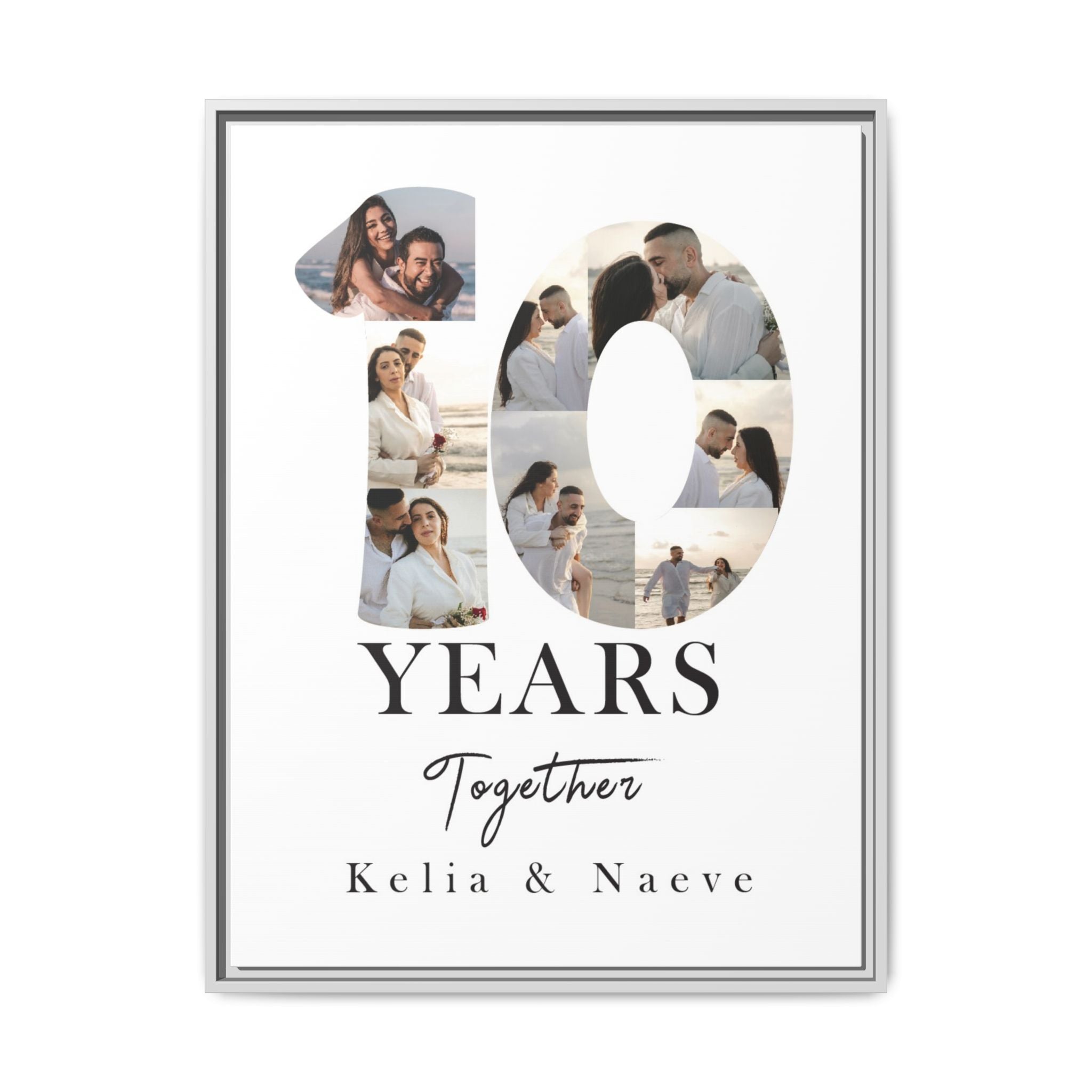 Years Together Framed Canvas Print | Anniversary Timeline Wall Art for Couples | Matte Canvas, Framed (Multi-color)