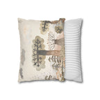 Whimsical Castle Faux Suede Pillow Cover | Neutral Nursery Decorative Throw Pillow for Baby Room & Reading Nook