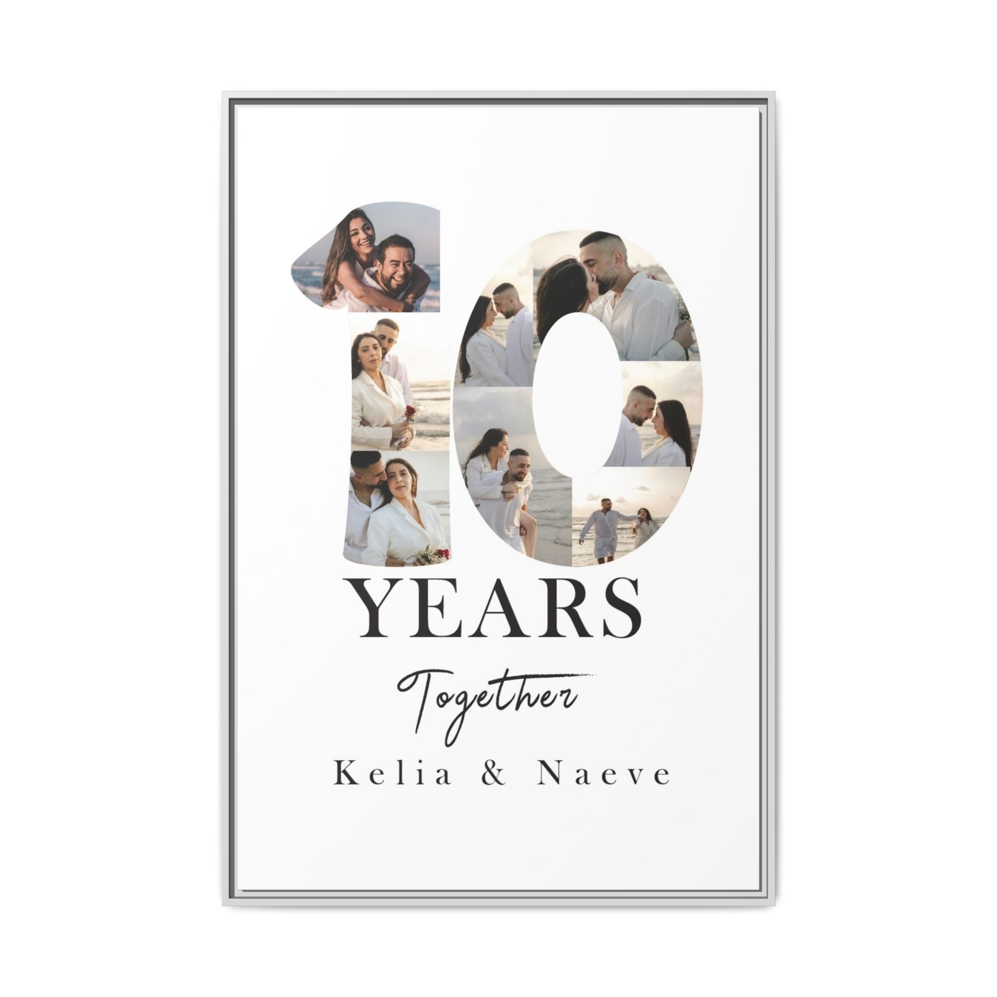 Years Together Framed Canvas Print | Anniversary Timeline Wall Art for Couples | Matte Canvas, Framed (Multi-color)