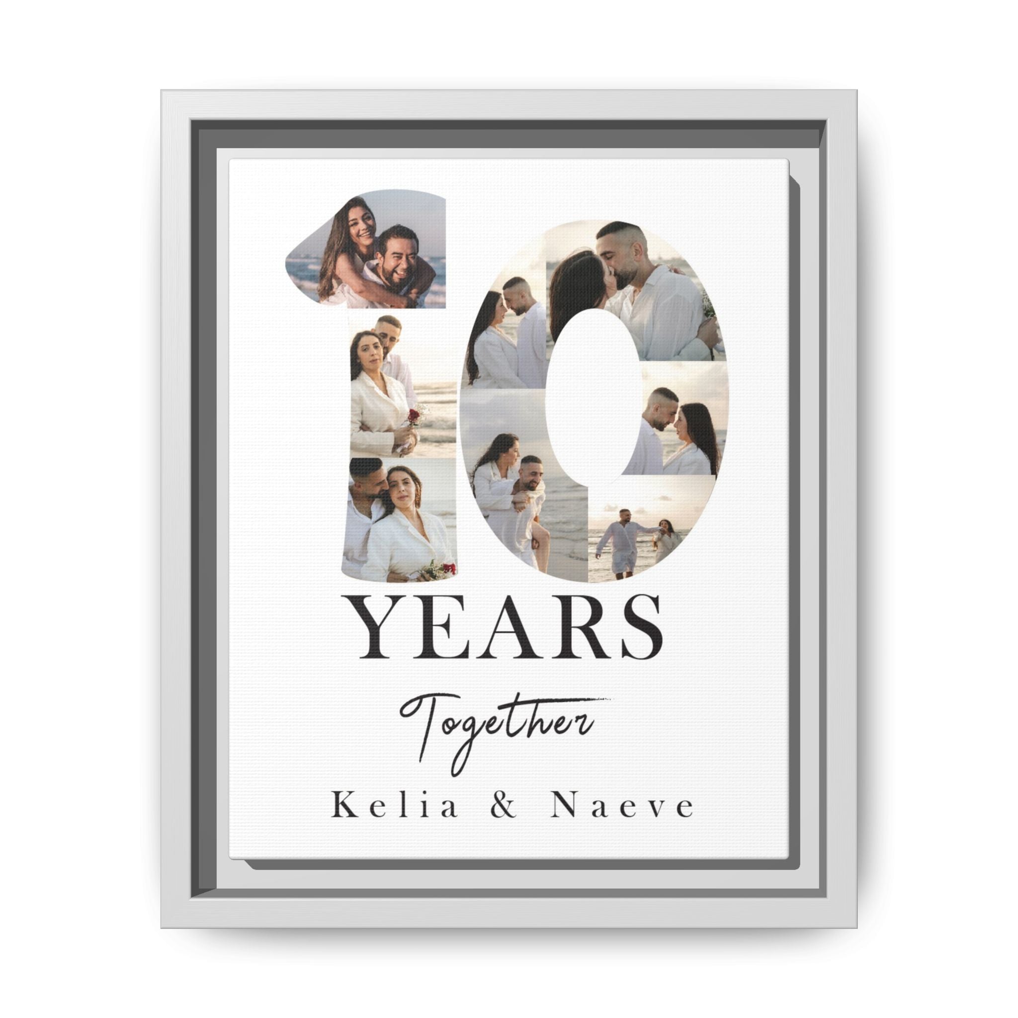 Years Together Framed Canvas Print | Anniversary Timeline Wall Art for Couples | Matte Canvas, Framed (Multi-color)