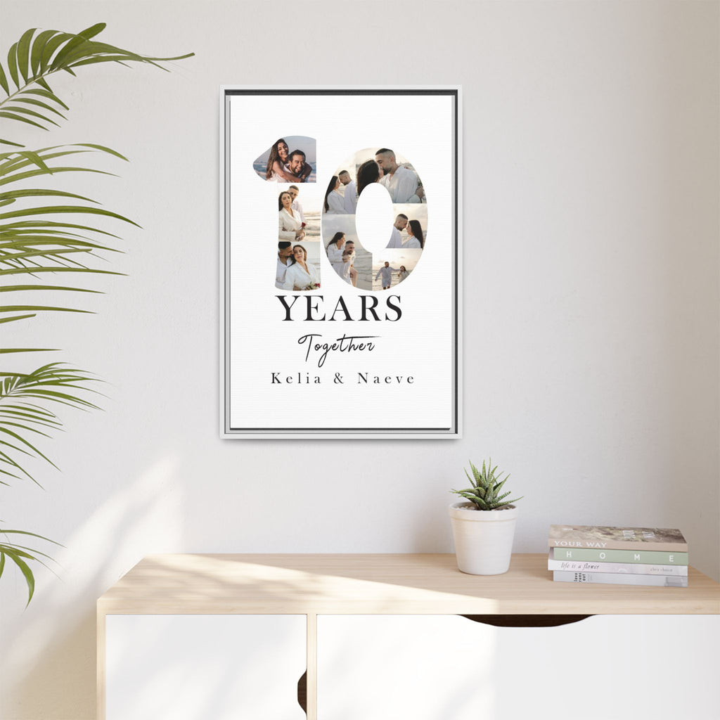 Years Together Framed Canvas Print | Anniversary Timeline Wall Art for Couples | Matte Canvas, Framed (Multi-color)