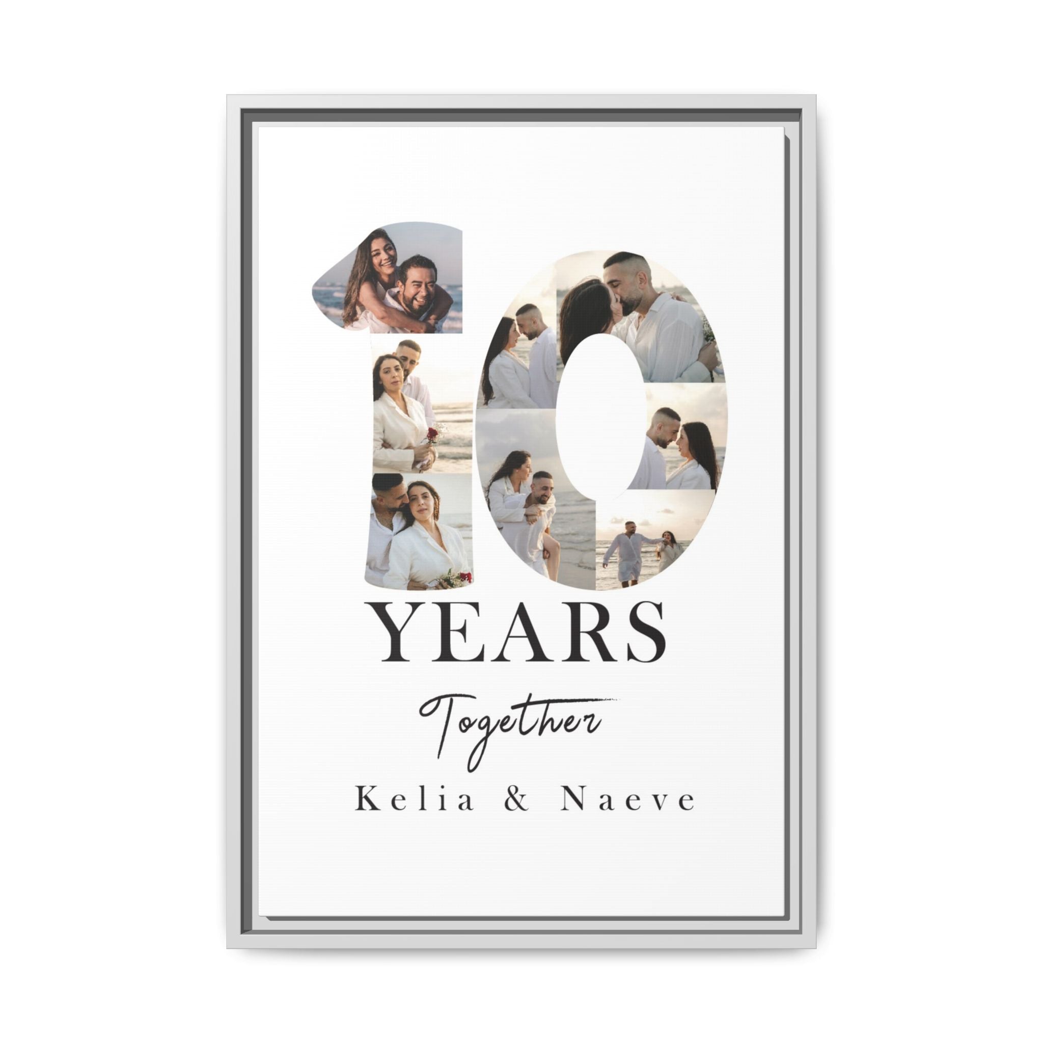 Years Together Framed Canvas Print | Anniversary Timeline Wall Art for Couples | Matte Canvas, Framed (Multi-color)