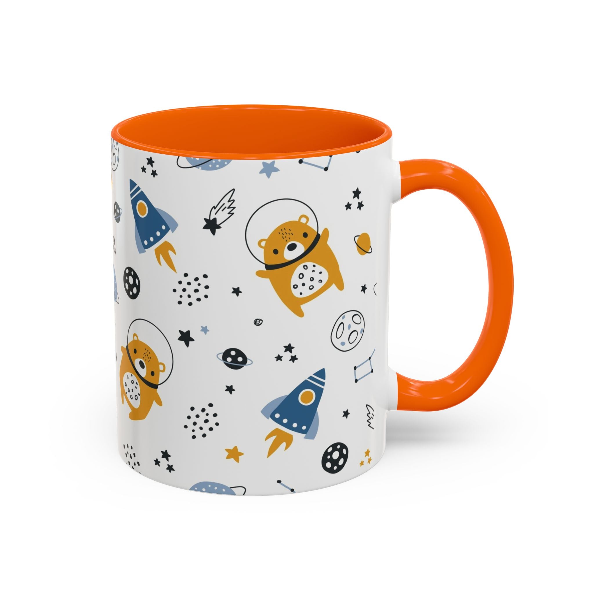 Space Bear Accent Coffee Mug | Cute Astronaut Teddy Cup with Dream Big Quote | 11oz 15oz Ceramic Gift