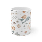 Mermaid & Ocean Friends Ceramic Mug | Cute Underwater Sea Life Coffee Cup 11oz