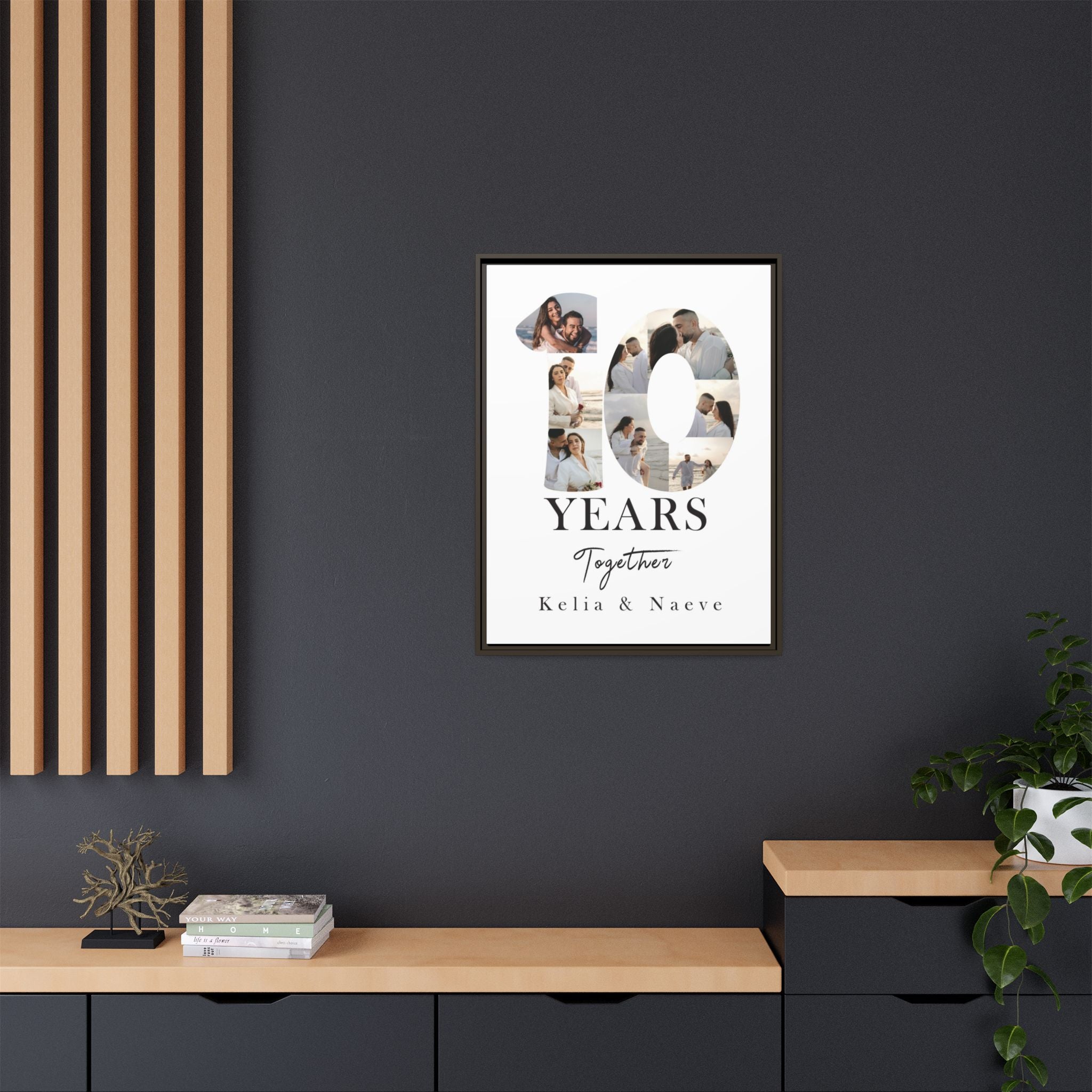 Years Together Framed Canvas Print | Anniversary Timeline Wall Art for Couples | Matte Canvas, Framed (Multi-color)