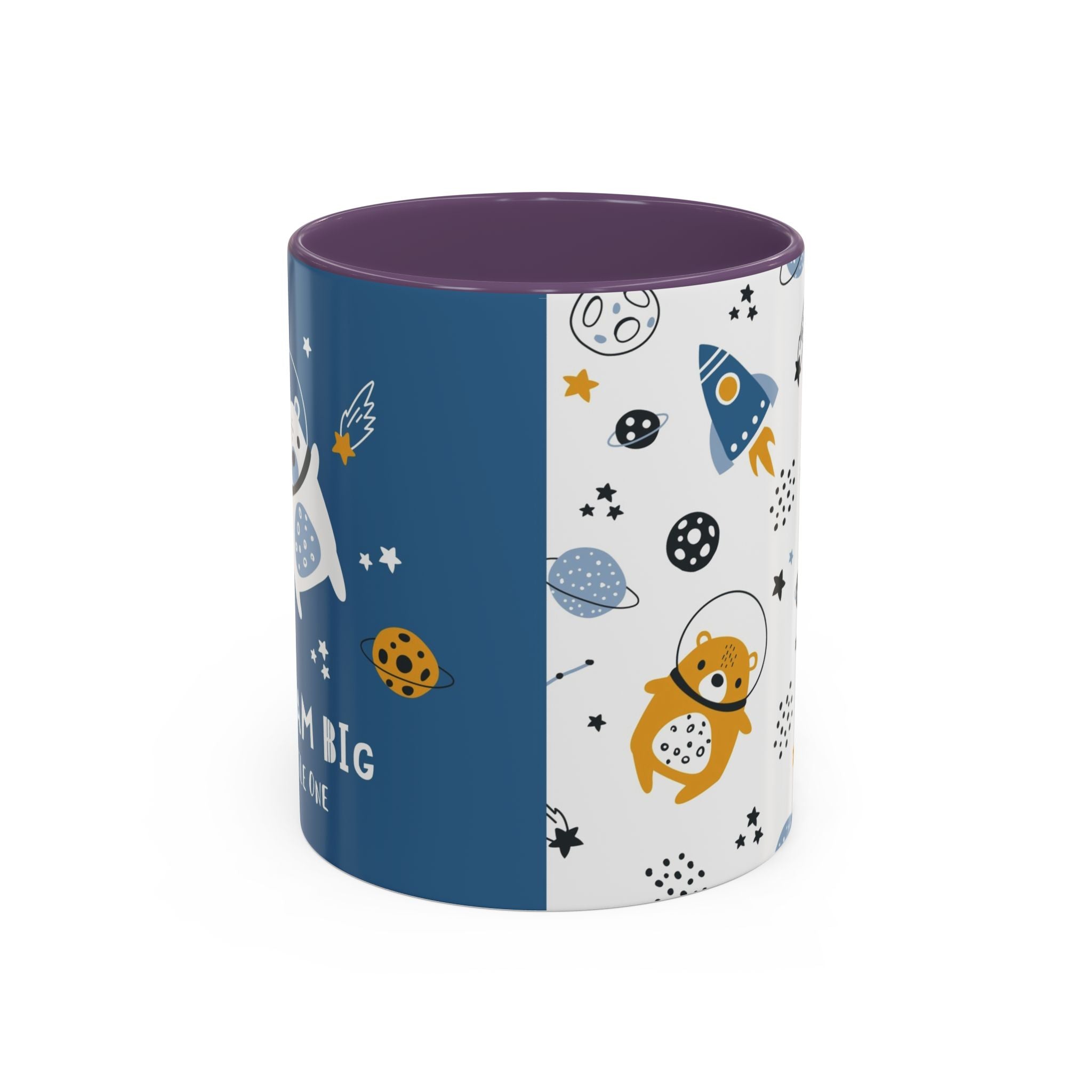 Space Bear Accent Coffee Mug | Cute Astronaut Teddy Cup with Dream Big Quote | 11oz 15oz Ceramic Gift