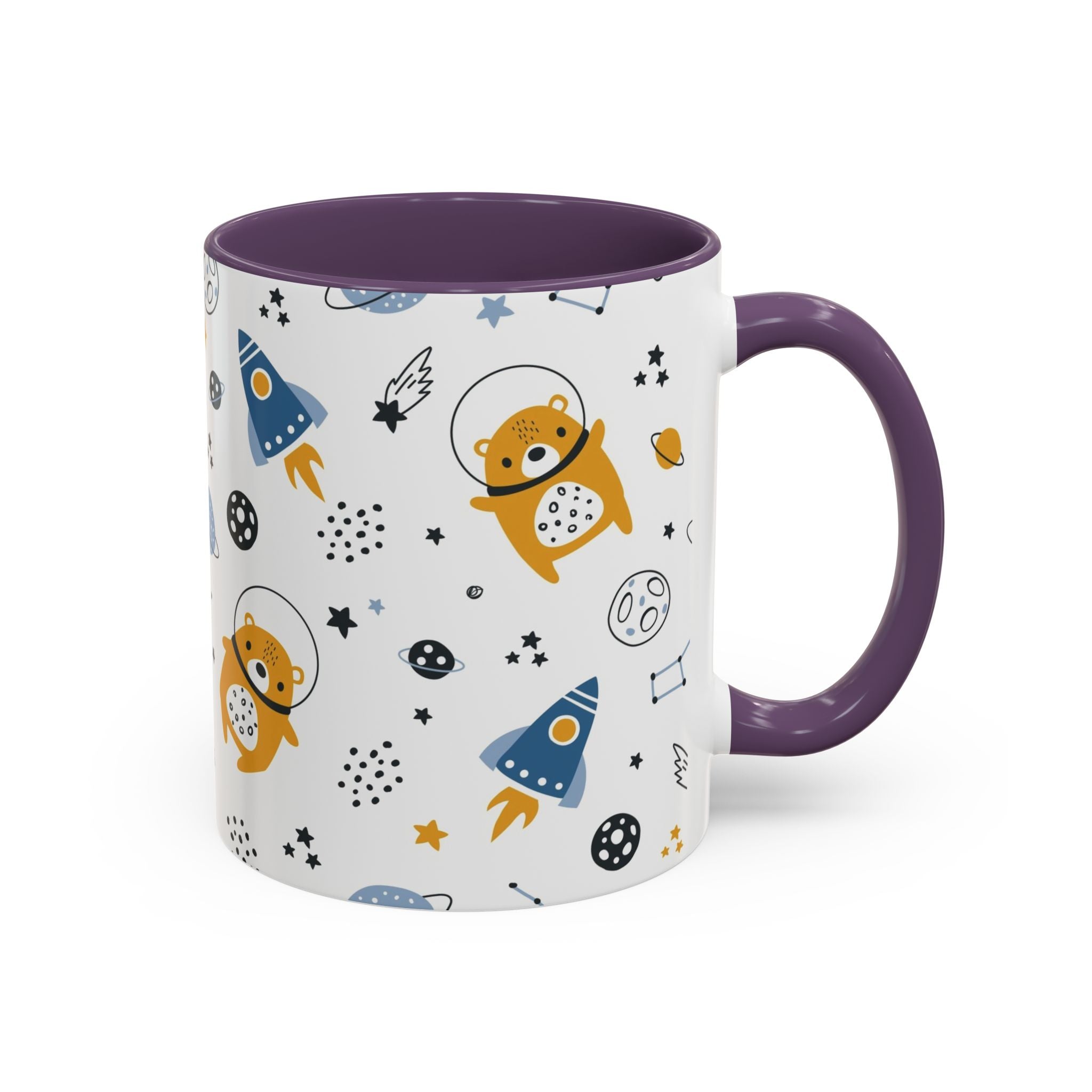 Space Bear Accent Coffee Mug | Cute Astronaut Teddy Cup with Dream Big Quote | 11oz 15oz Ceramic Gift