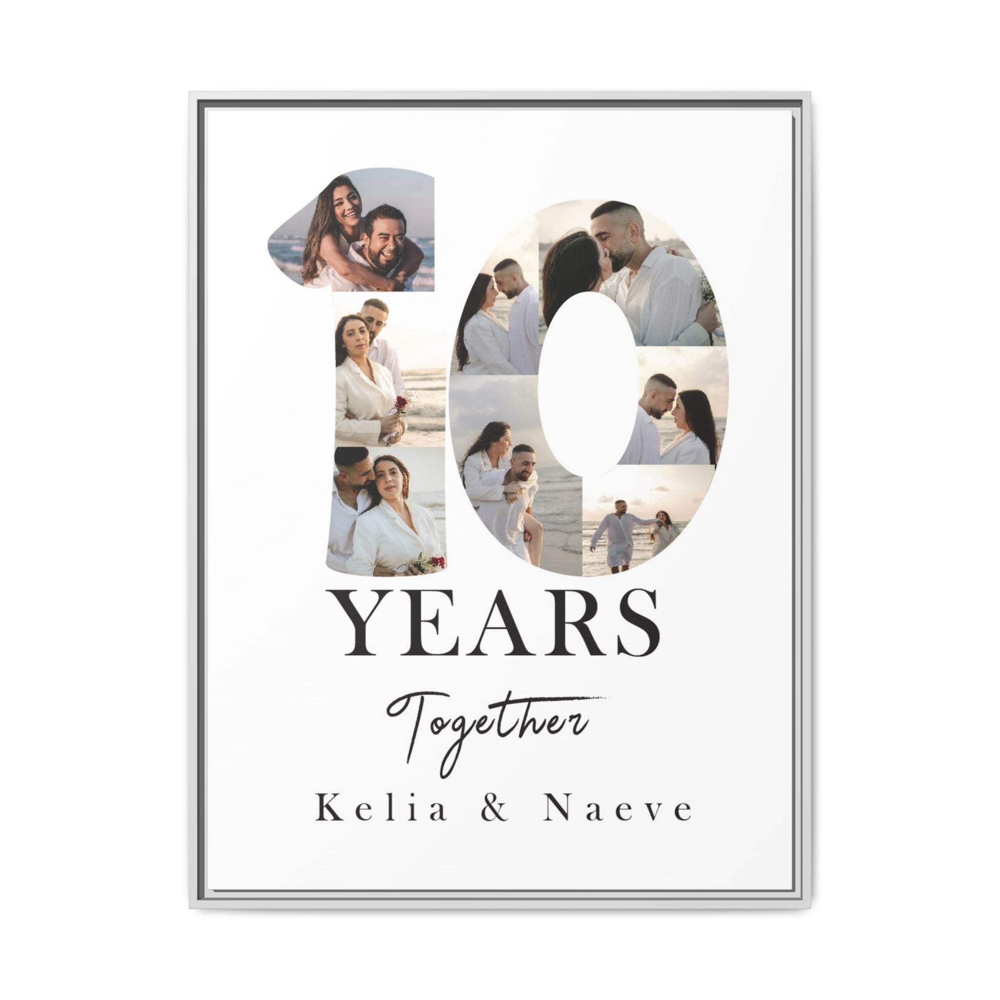 Years Together Framed Canvas Print | Anniversary Timeline Wall Art for Couples | Matte Canvas, Framed (Multi-color)