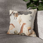 Whimsical Castle Faux Suede Pillow Cover | Neutral Nursery Decorative Throw Pillow for Baby Room & Reading Nook