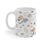 Mermaid & Ocean Friends Ceramic Mug | Cute Underwater Sea Life Coffee Cup 11oz