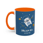 Space Bear Accent Coffee Mug | Cute Astronaut Teddy Cup with Dream Big Quote | 11oz 15oz Ceramic Gift
