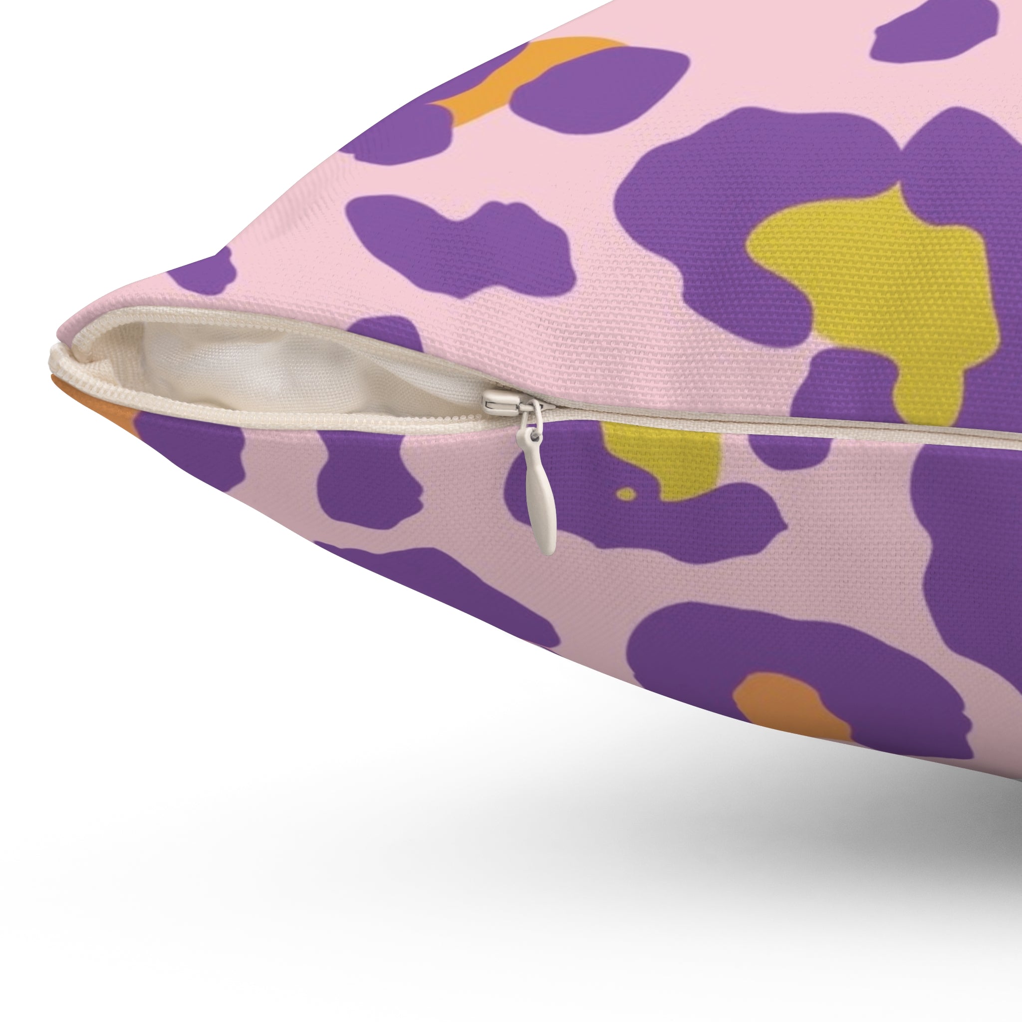 Pink Rainbow Leopard Print Square Pillow | Colorful Animal Print Decorative Cushion Cover with Insert