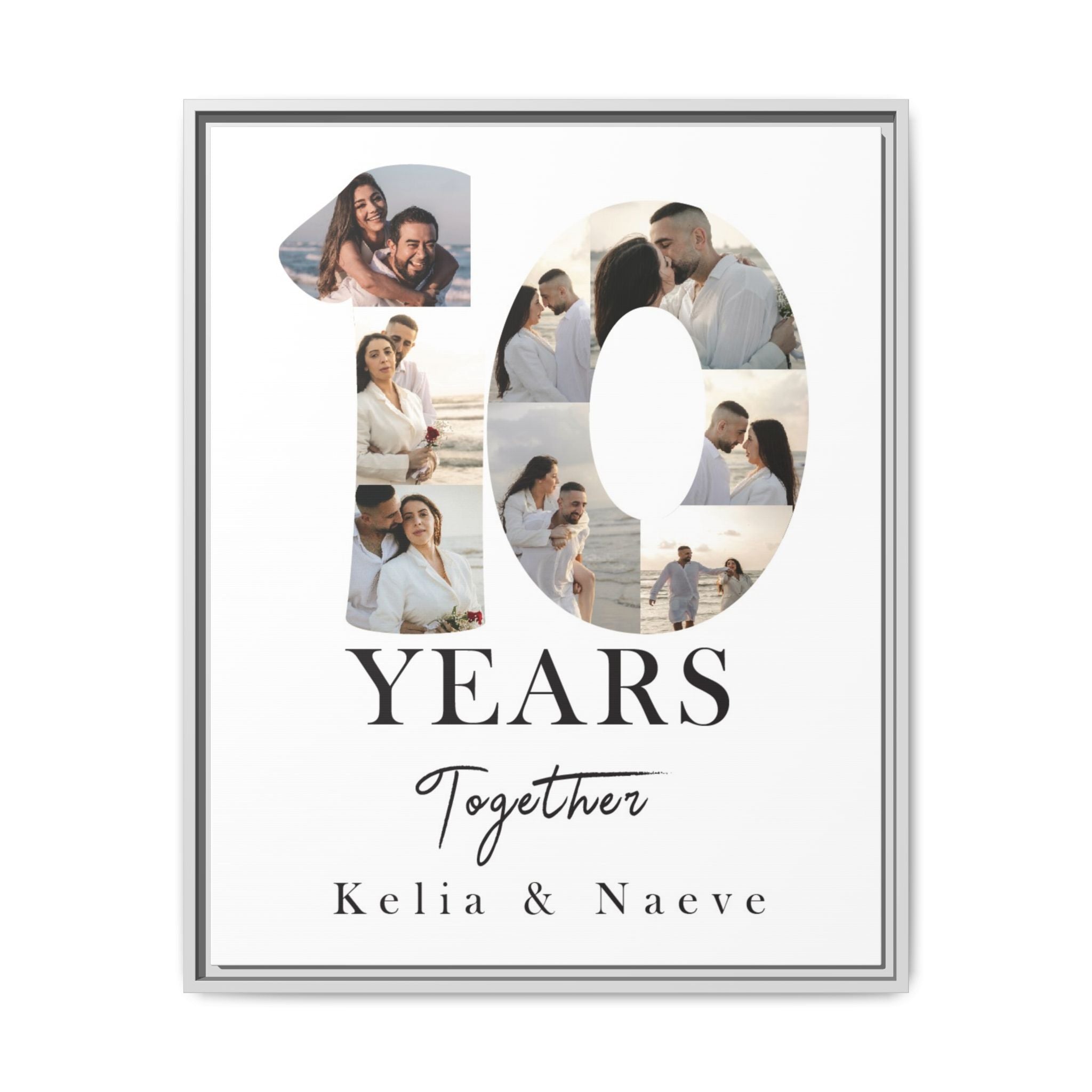 Years Together Framed Canvas Print | Anniversary Timeline Wall Art for Couples | Matte Canvas, Framed (Multi-color)