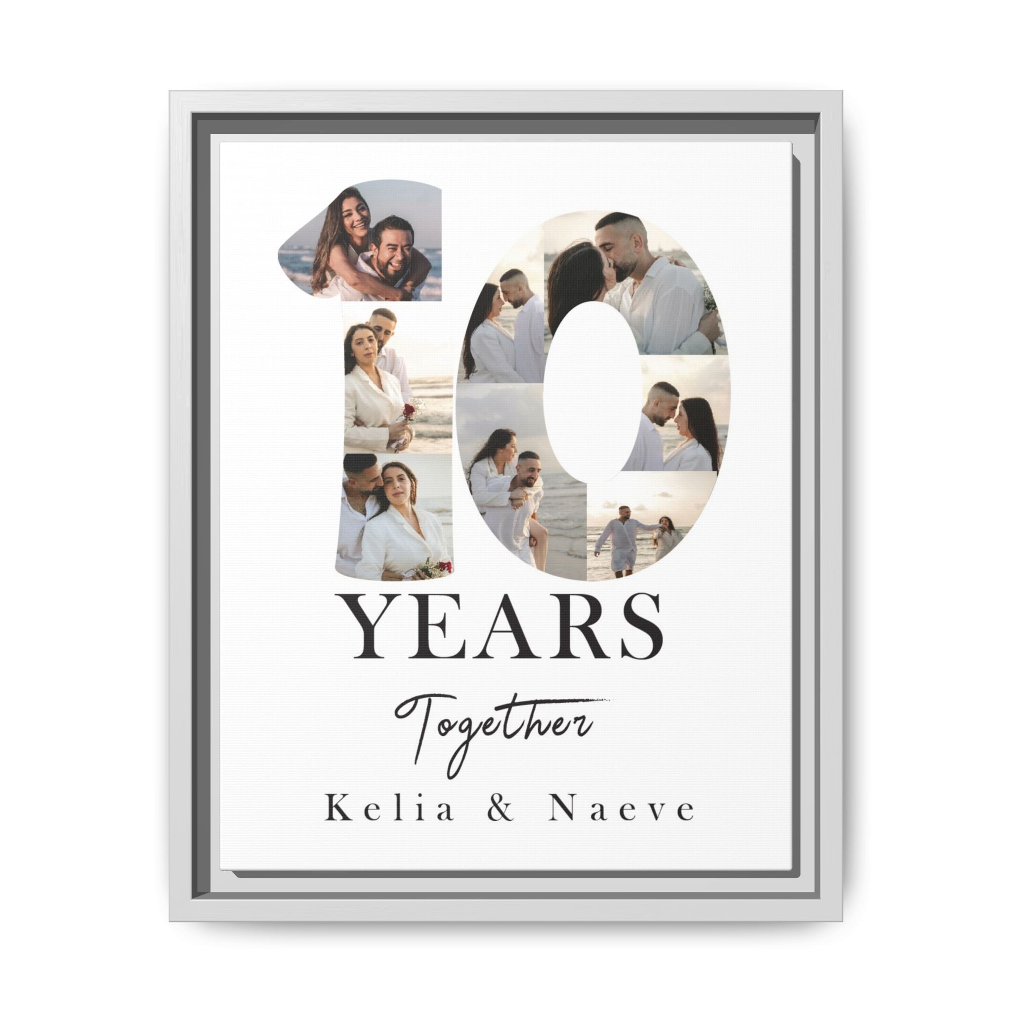 Years Together Framed Canvas Print | Anniversary Timeline Wall Art for Couples | Matte Canvas, Framed (Multi-color)