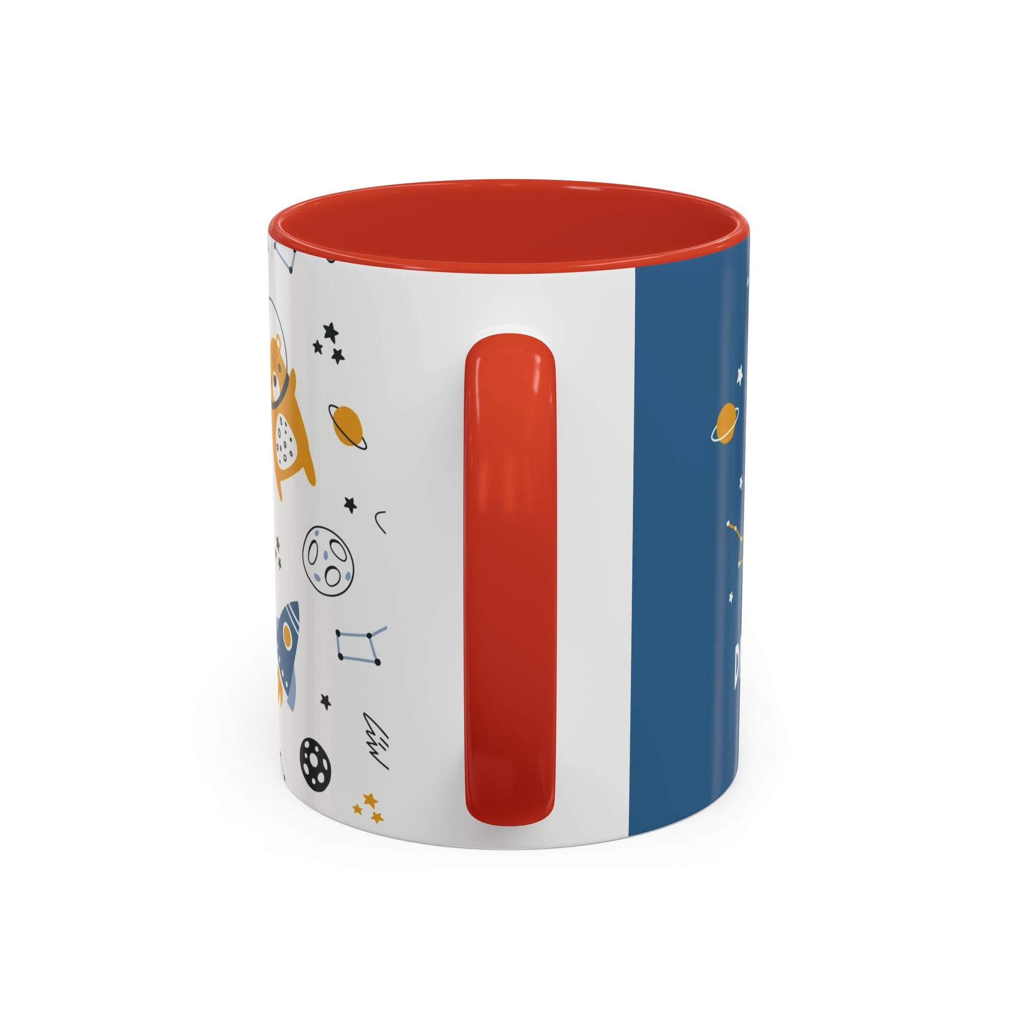 Space Bear Accent Coffee Mug | Cute Astronaut Teddy Cup with Dream Big Quote | 11oz 15oz Ceramic Gift