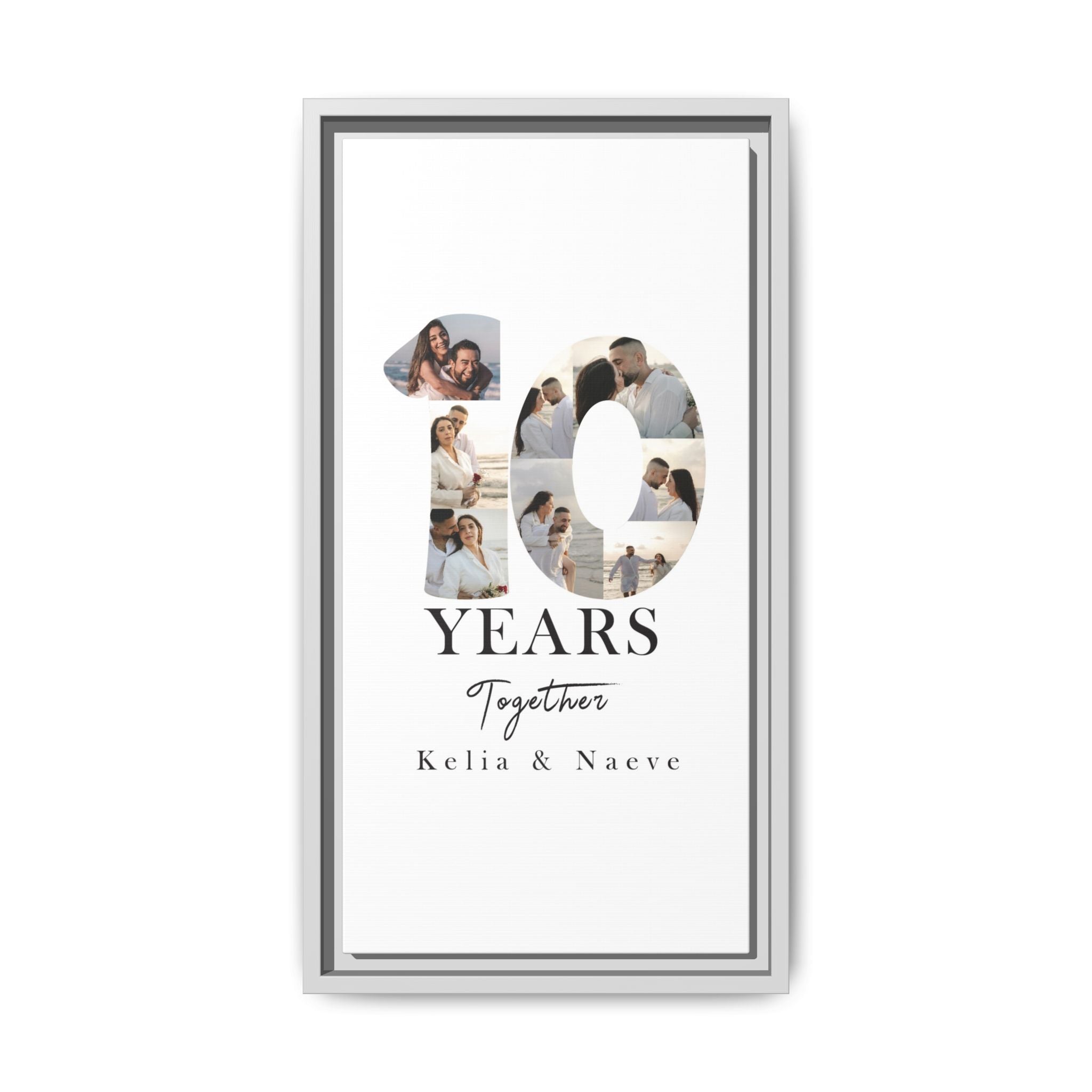 Years Together Framed Canvas Print | Anniversary Timeline Wall Art for Couples | Matte Canvas, Framed (Multi-color)