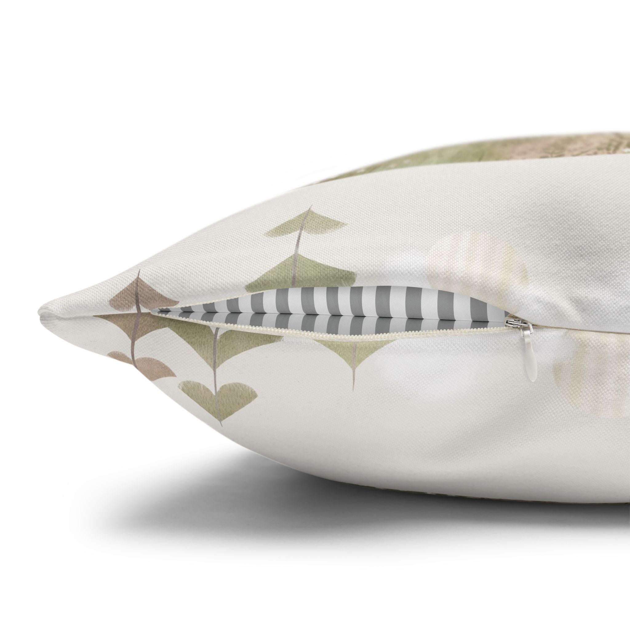 Woodland Deer Square Pillow Cover | Soft Green Forest Decorative Cushion Case for Nursery & Cabin Decor