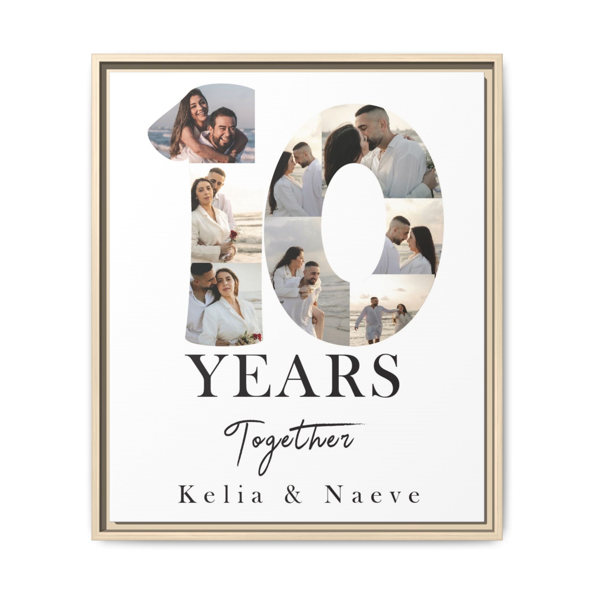 Years Together Framed Canvas Print | Anniversary Timeline Wall Art for Couples | Matte Canvas, Framed (Multi-color)