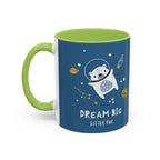 Space Bear Accent Coffee Mug | Cute Astronaut Teddy Cup with Dream Big Quote | 11oz 15oz Ceramic Gift