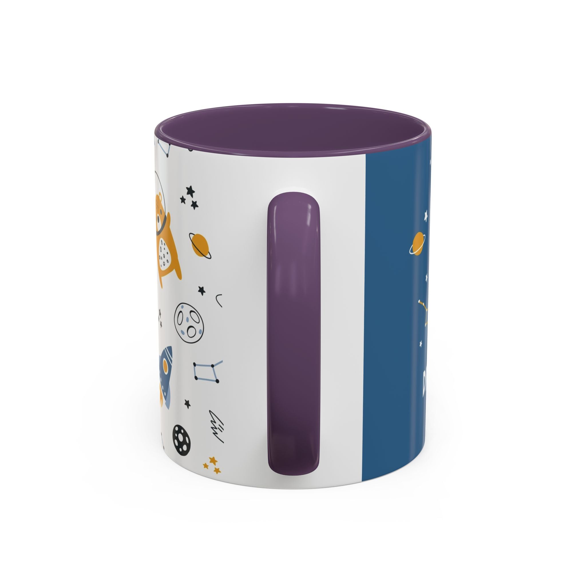 Space Bear Accent Coffee Mug | Cute Astronaut Teddy Cup with Dream Big Quote | 11oz 15oz Ceramic Gift