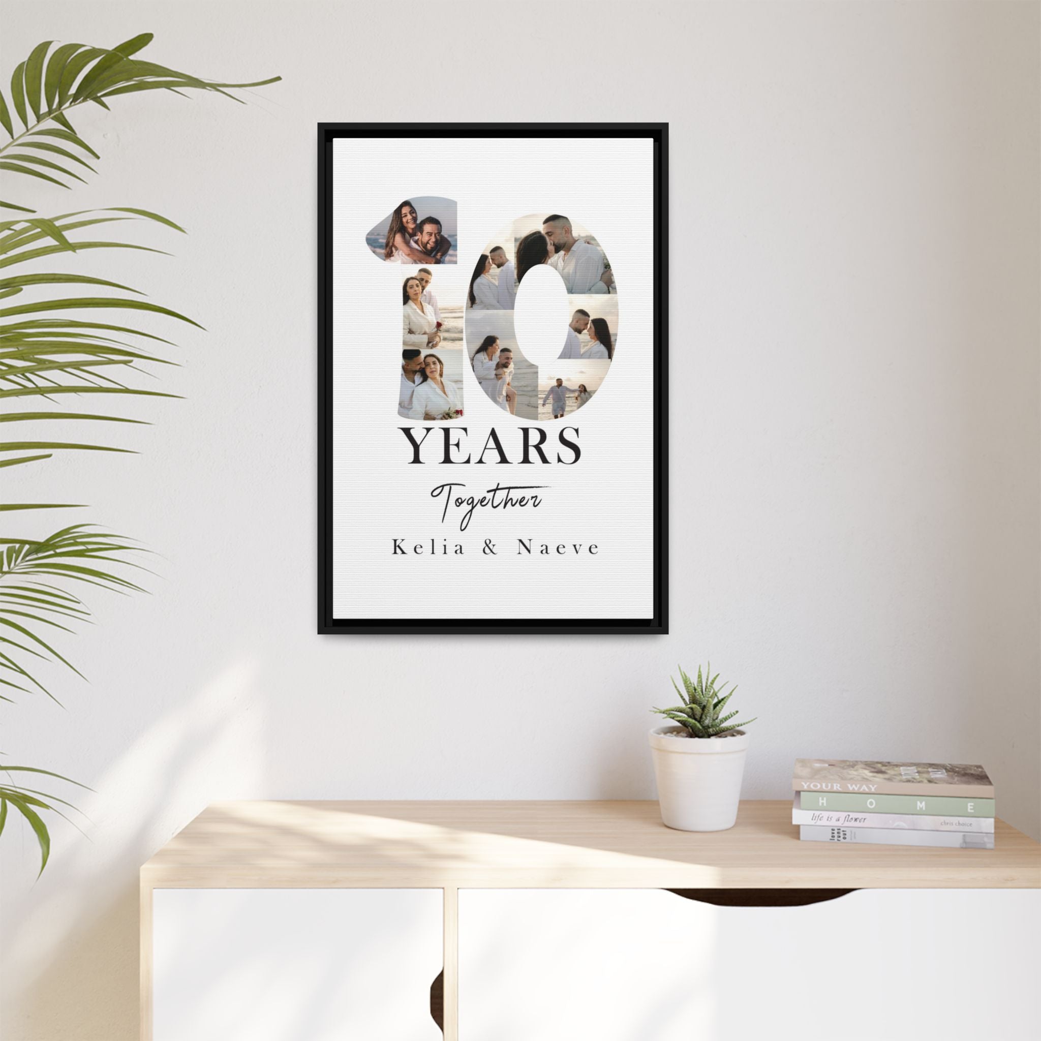 Years Together Framed Canvas Print | Anniversary Timeline Wall Art for Couples | Matte Canvas, Framed (Multi-color)