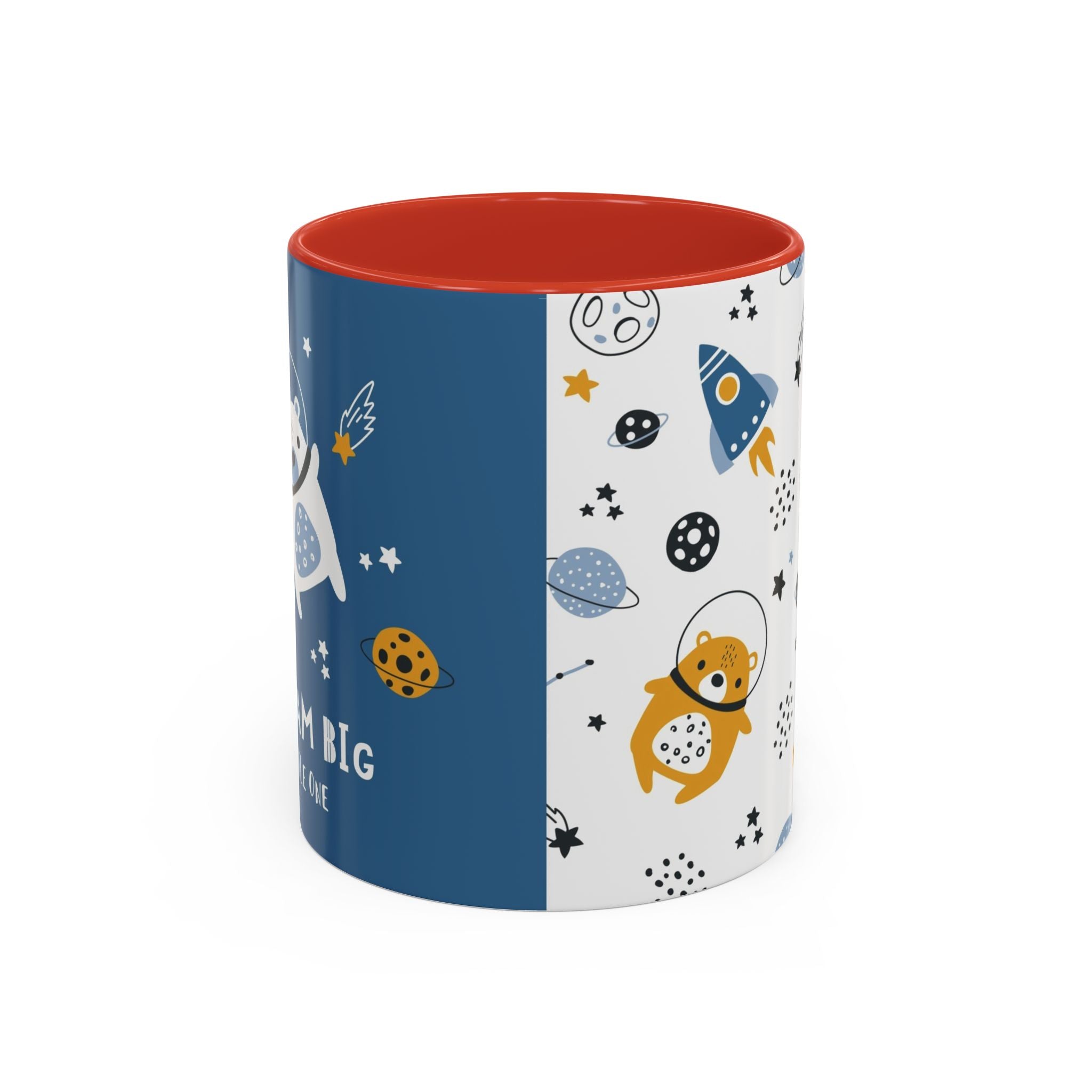 Space Bear Accent Coffee Mug | Cute Astronaut Teddy Cup with Dream Big Quote | 11oz 15oz Ceramic Gift