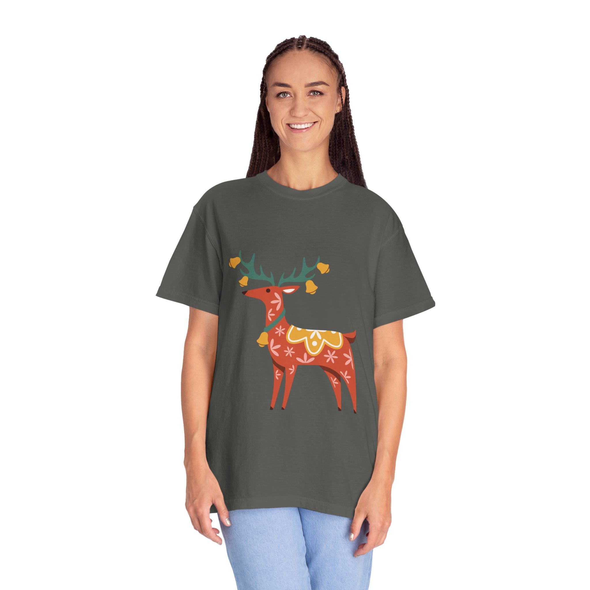 Christmas Reindeer T Shirt | Scandinavian Holiday Graphic Tee for Men & Women Celebrate the season in comfort