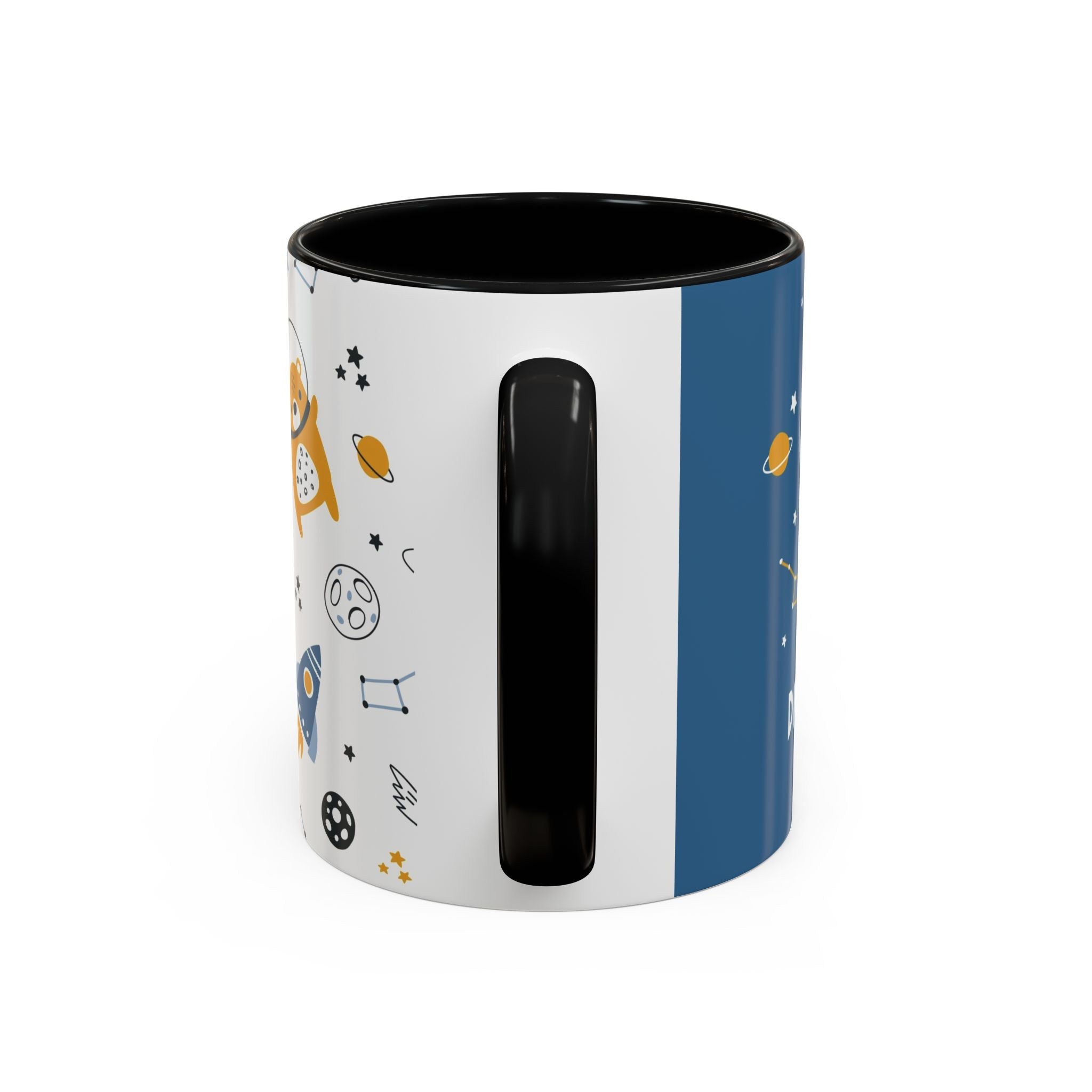 Space Bear Accent Coffee Mug | Cute Astronaut Teddy Cup with Dream Big Quote | 11oz 15oz Ceramic Gift