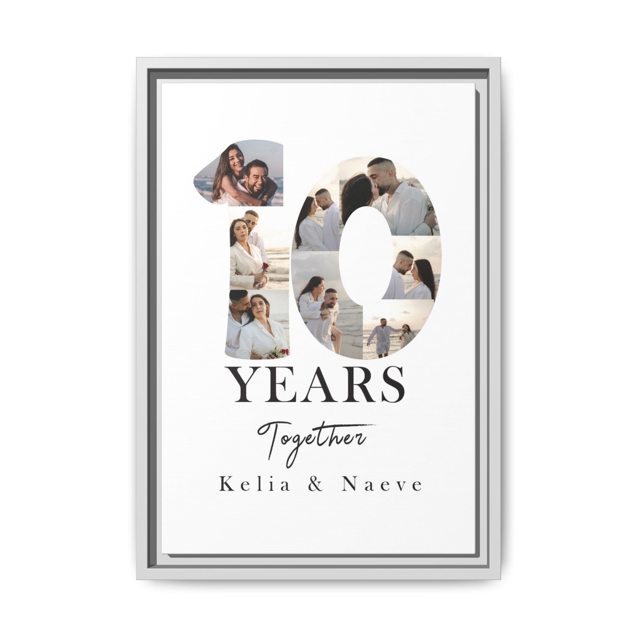 Years Together Framed Canvas Print | Anniversary Timeline Wall Art for Couples | Matte Canvas, Framed (Multi-color)