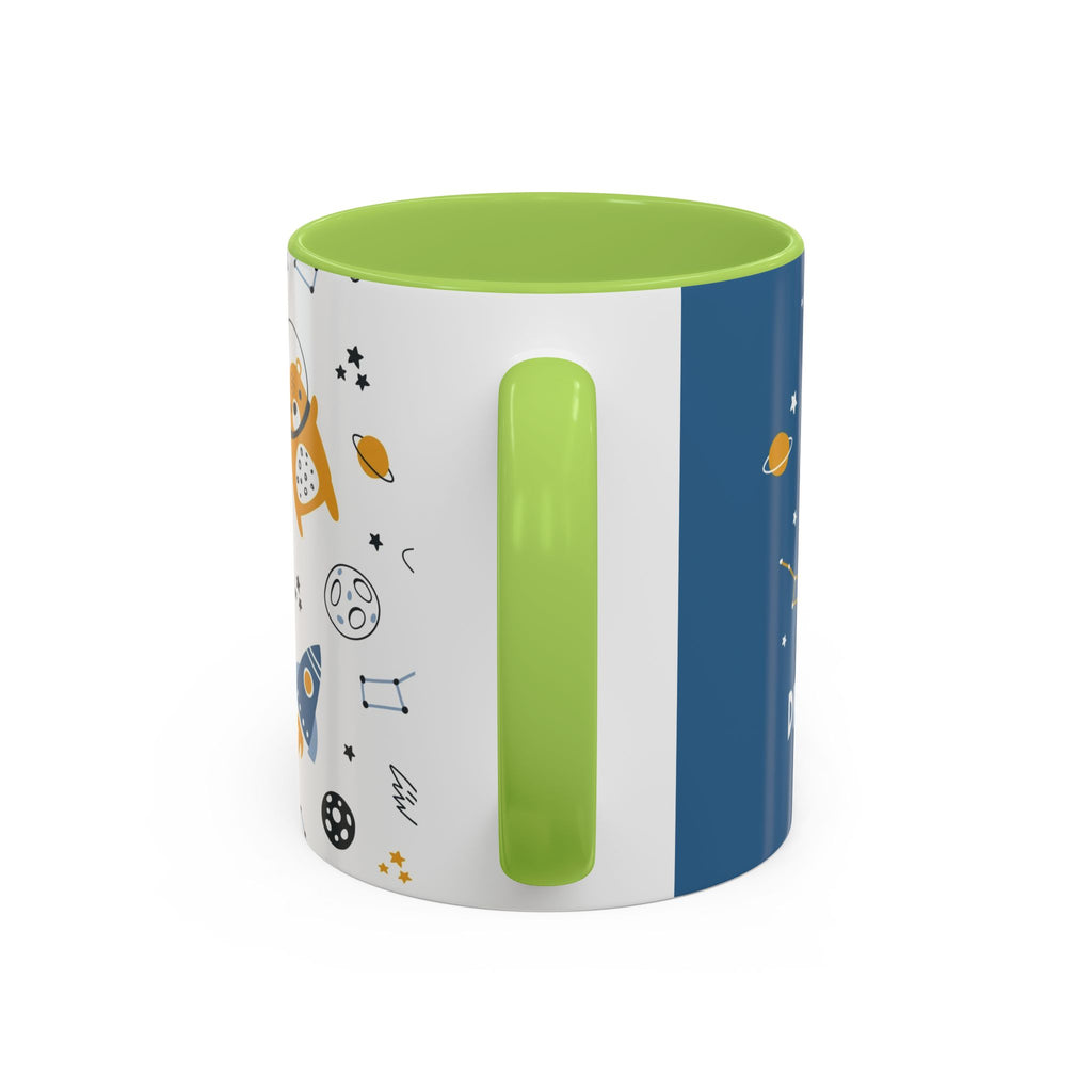 Space Bear Accent Coffee Mug | Cute Astronaut Teddy Cup with Dream Big Quote | 11oz 15oz Ceramic Gift