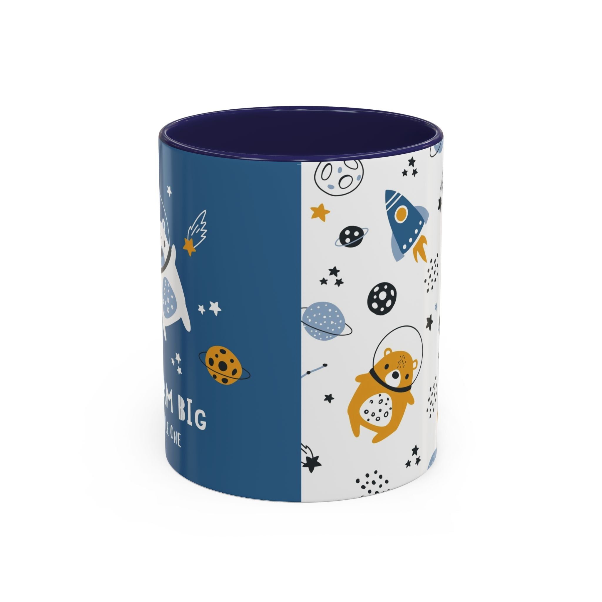 Space Bear Accent Coffee Mug | Cute Astronaut Teddy Cup with Dream Big Quote | 11oz 15oz Ceramic Gift