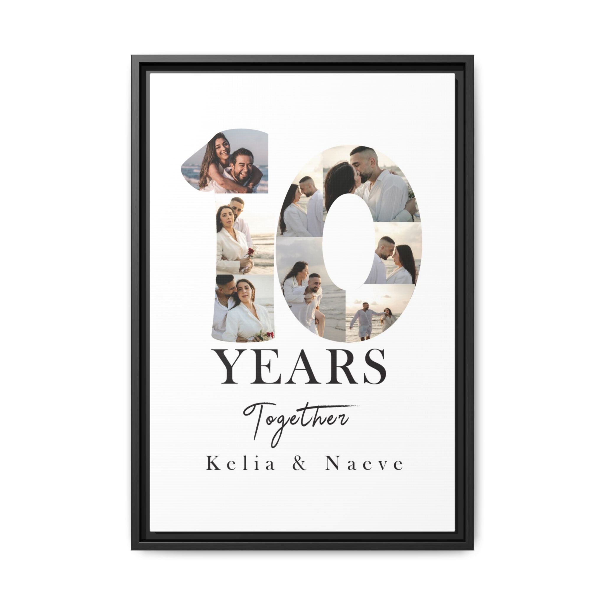 Years Together Framed Canvas Print | Anniversary Timeline Wall Art for Couples | Matte Canvas, Framed (Multi-color)