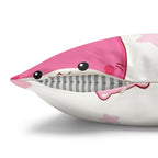 Kawaii Pink Cat & Dessert Faux Suede Pillowcase | Cute Double Sided Throw Pillow Cover for Kids Room and Nursery