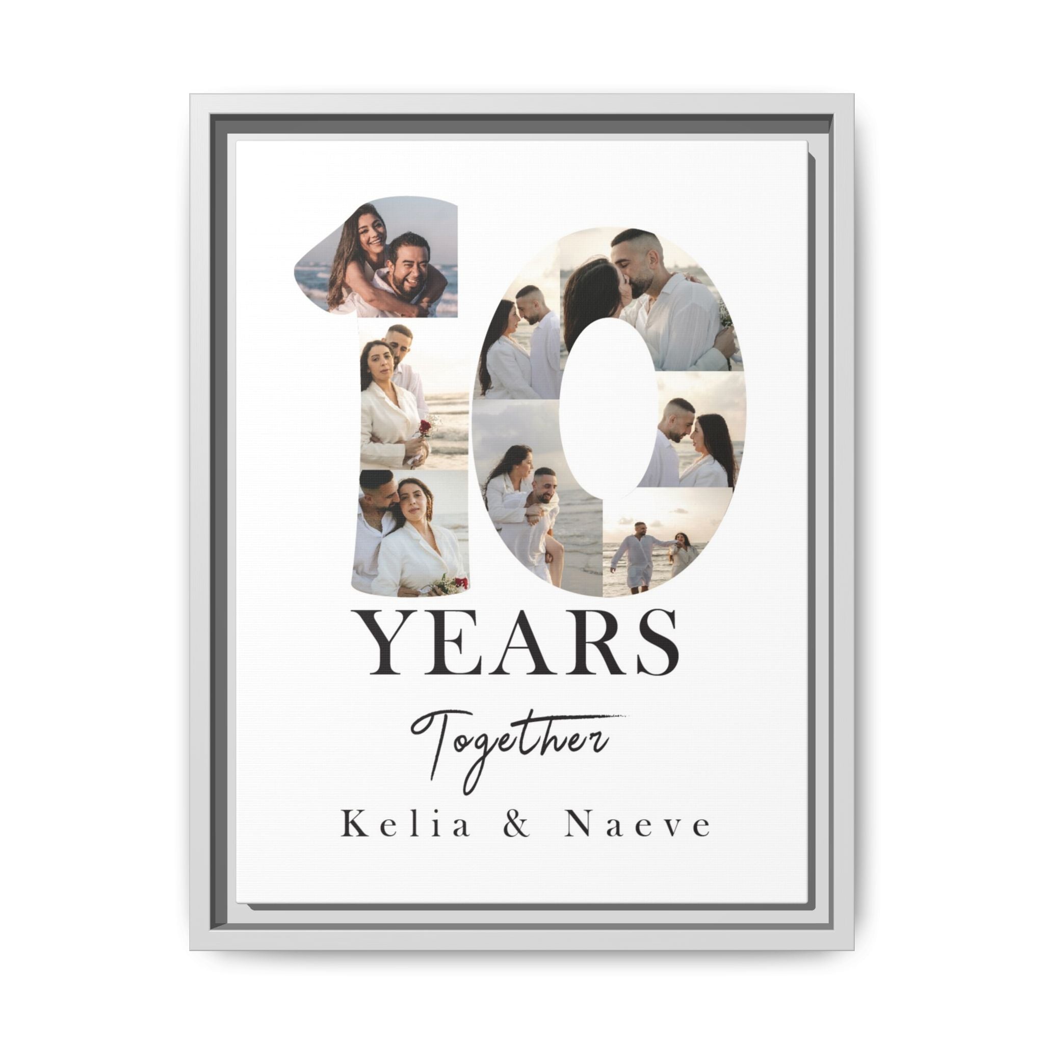 Years Together Framed Canvas Print | Anniversary Timeline Wall Art for Couples | Matte Canvas, Framed (Multi-color)