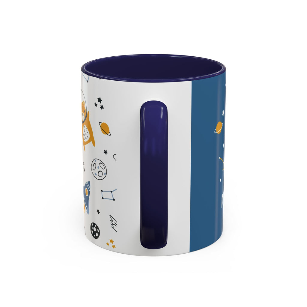 Space Bear Accent Coffee Mug | Cute Astronaut Teddy Cup with Dream Big Quote | 11oz 15oz Ceramic Gift