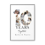 Years Together Framed Canvas Print | Anniversary Timeline Wall Art for Couples | Matte Canvas, Framed (Multi-color)