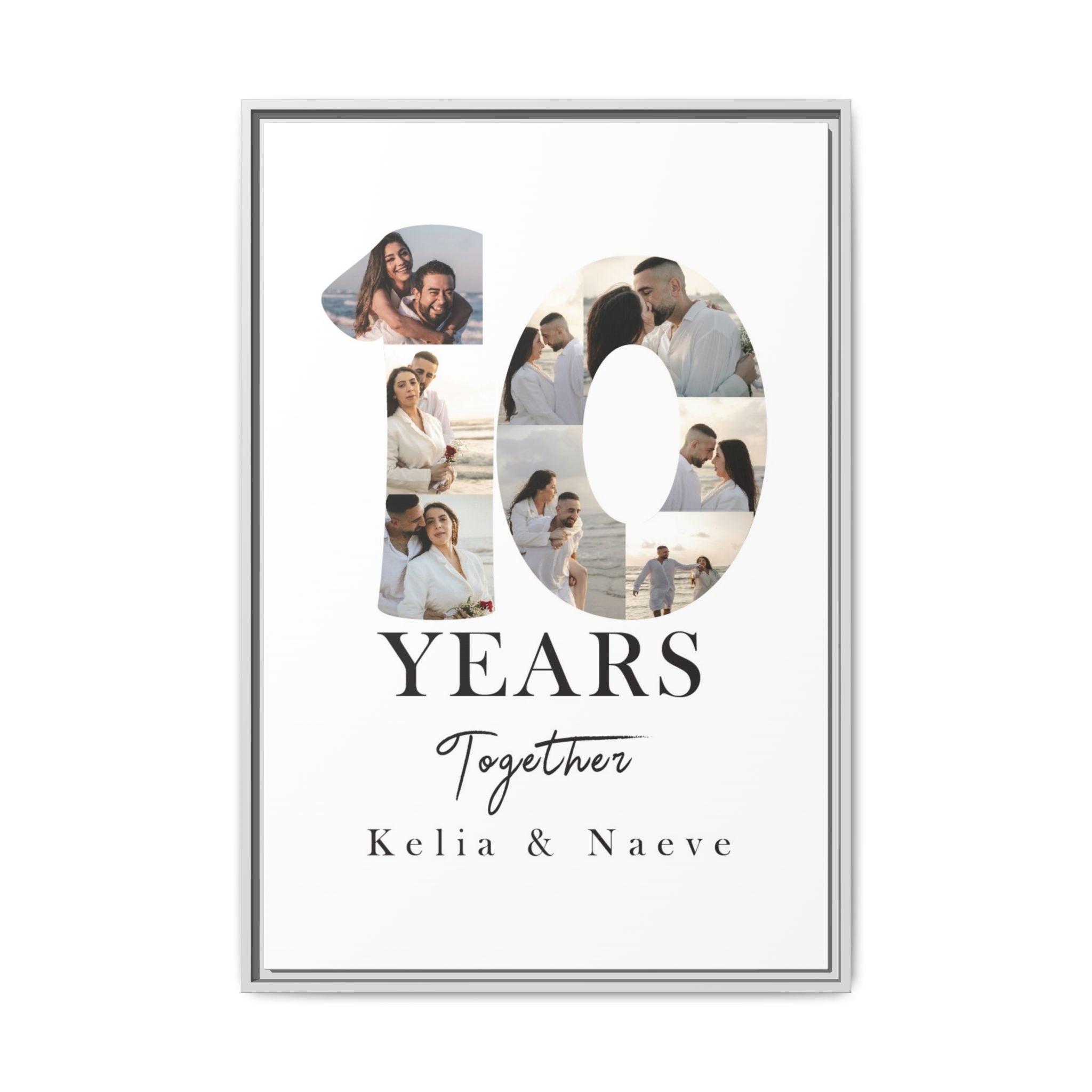Years Together Framed Canvas Print | Anniversary Timeline Wall Art for Couples | Matte Canvas, Framed (Multi-color)
