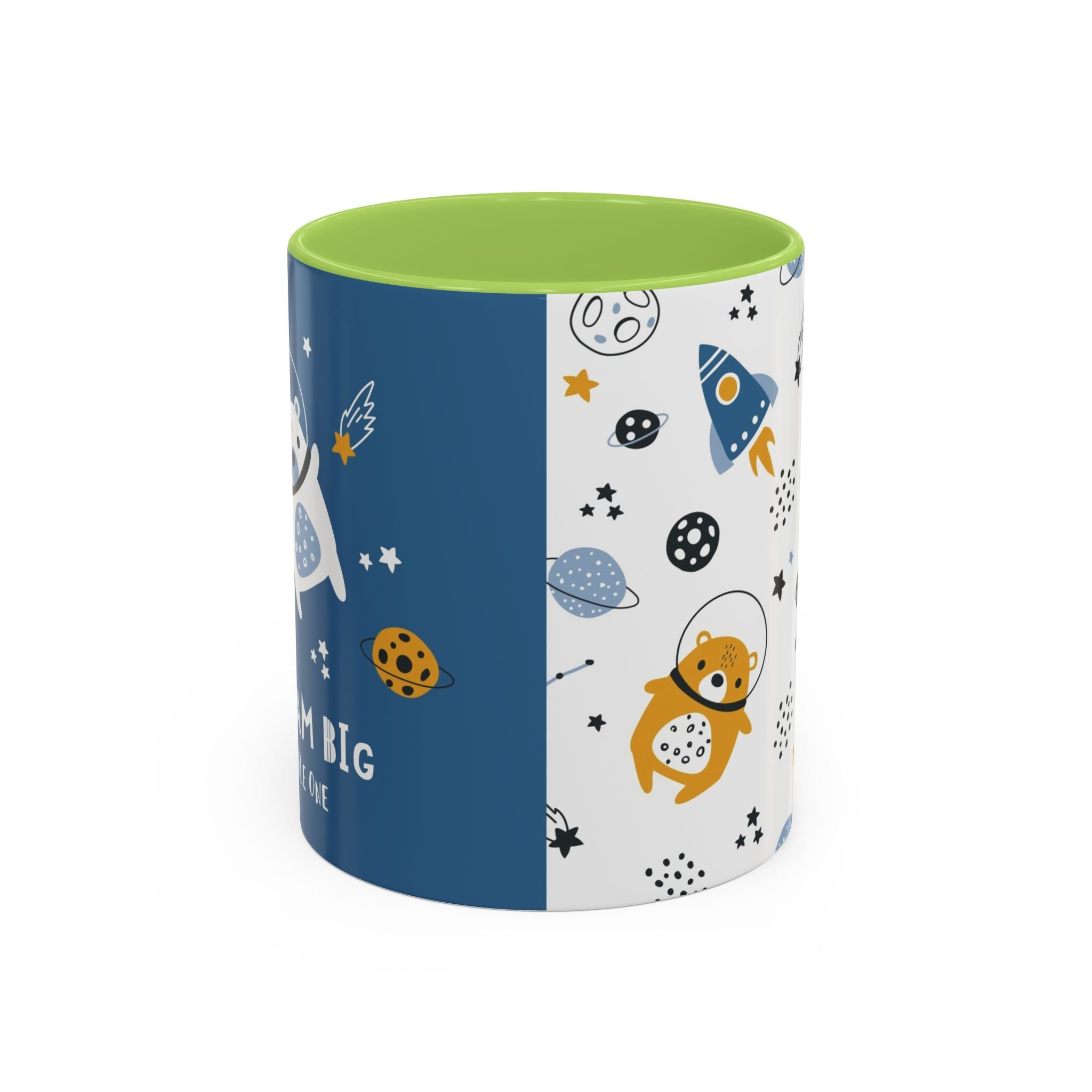 Space Bear Accent Coffee Mug | Cute Astronaut Teddy Cup with Dream Big Quote | 11oz 15oz Ceramic Gift