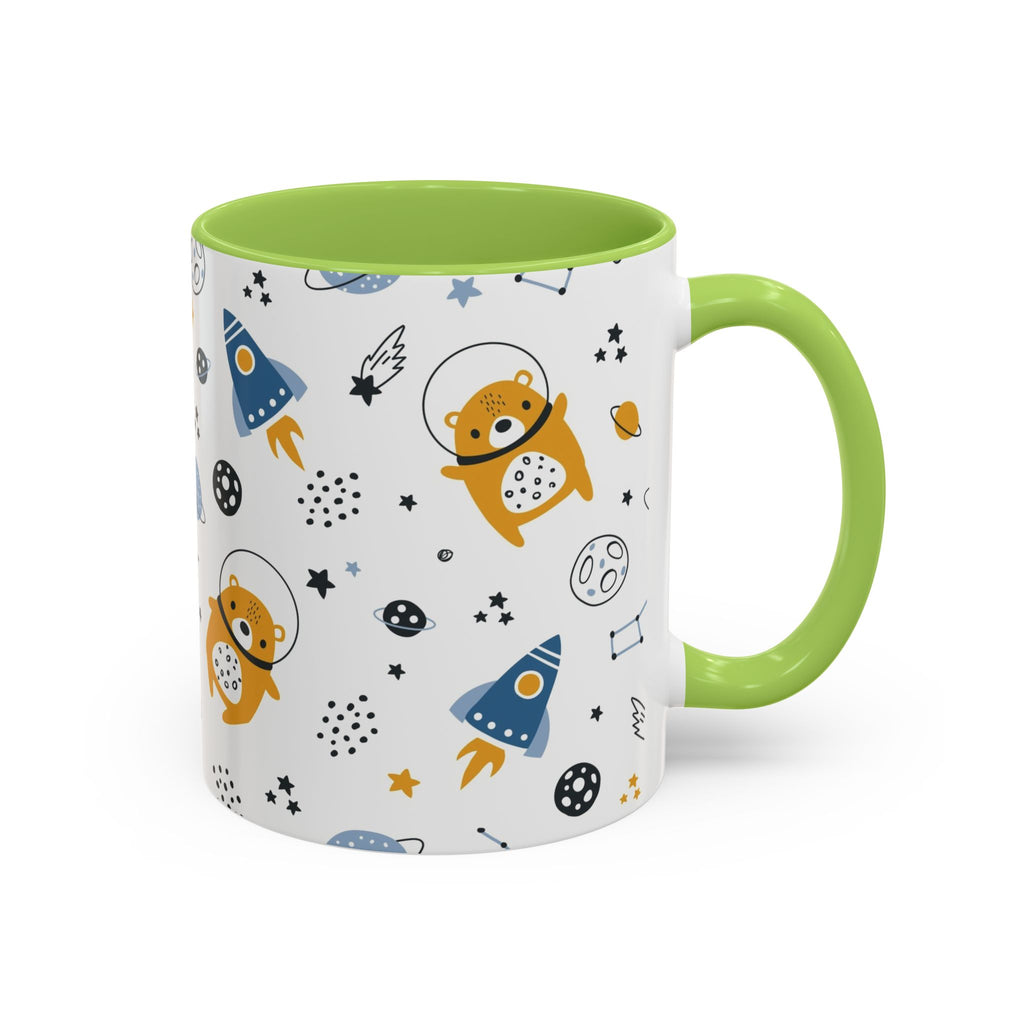 Space Bear Accent Coffee Mug | Cute Astronaut Teddy Cup with Dream Big Quote | 11oz 15oz Ceramic Gift