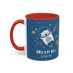 Space Bear Accent Coffee Mug | Cute Astronaut Teddy Cup with Dream Big Quote | 11oz 15oz Ceramic Gift